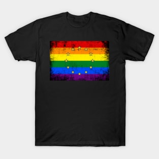 European Union LGBTQ Pride Grunge Flag T-Shirt